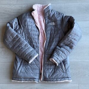 The North Face Kids Gray and Pink Puffer Jacket